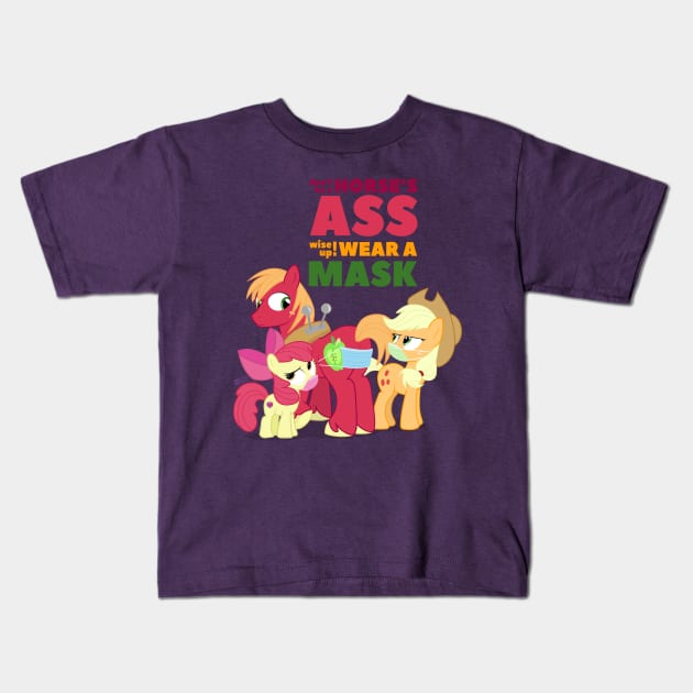 Don't Be A Horse, Wear A Mask Kids T-Shirt by judacris